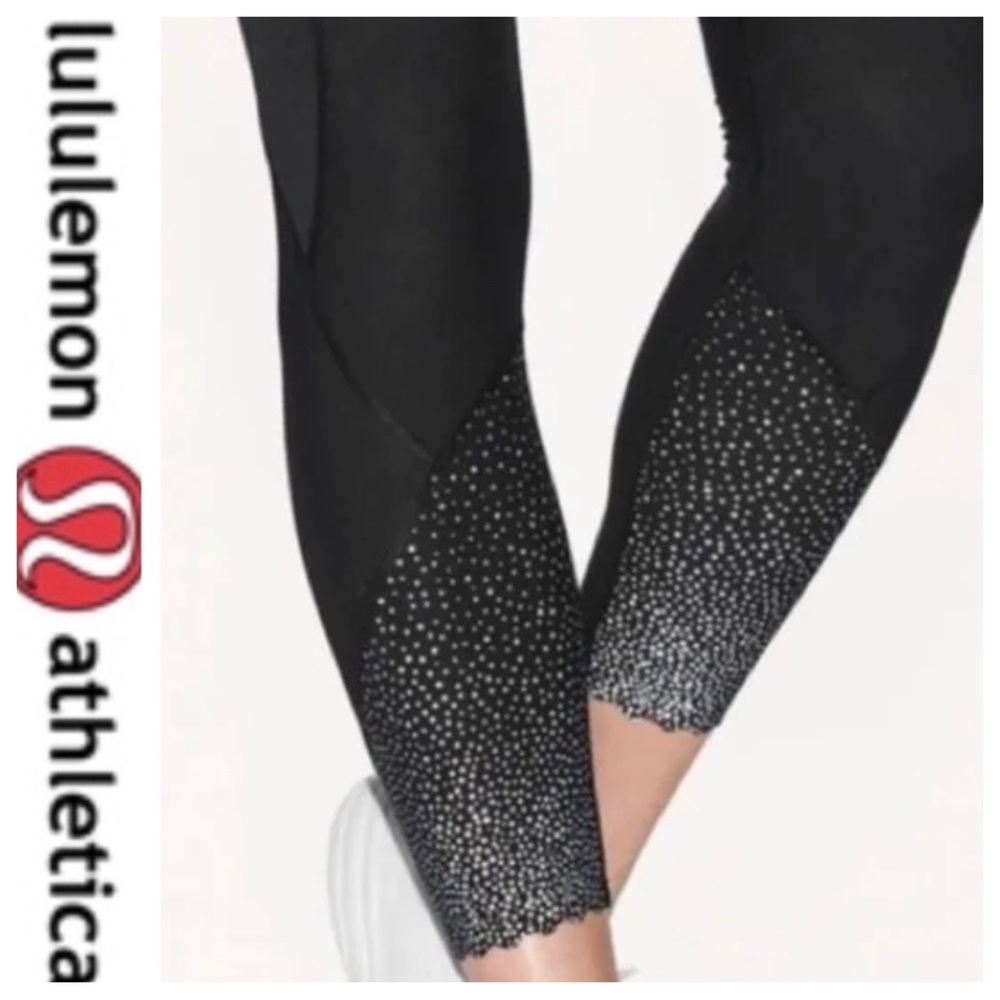 💕SALE💕 💕 Lululemon Rare Black Tight Stuff Full-On Luxtreme Crop Mesh Scallop